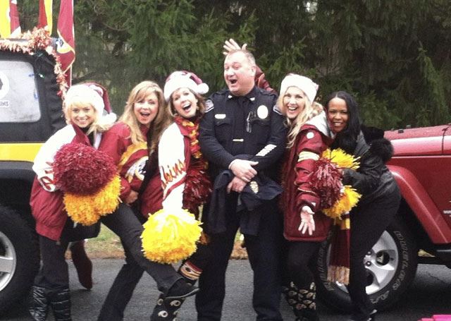 Chief with Redskins Cheerleaders Alumni